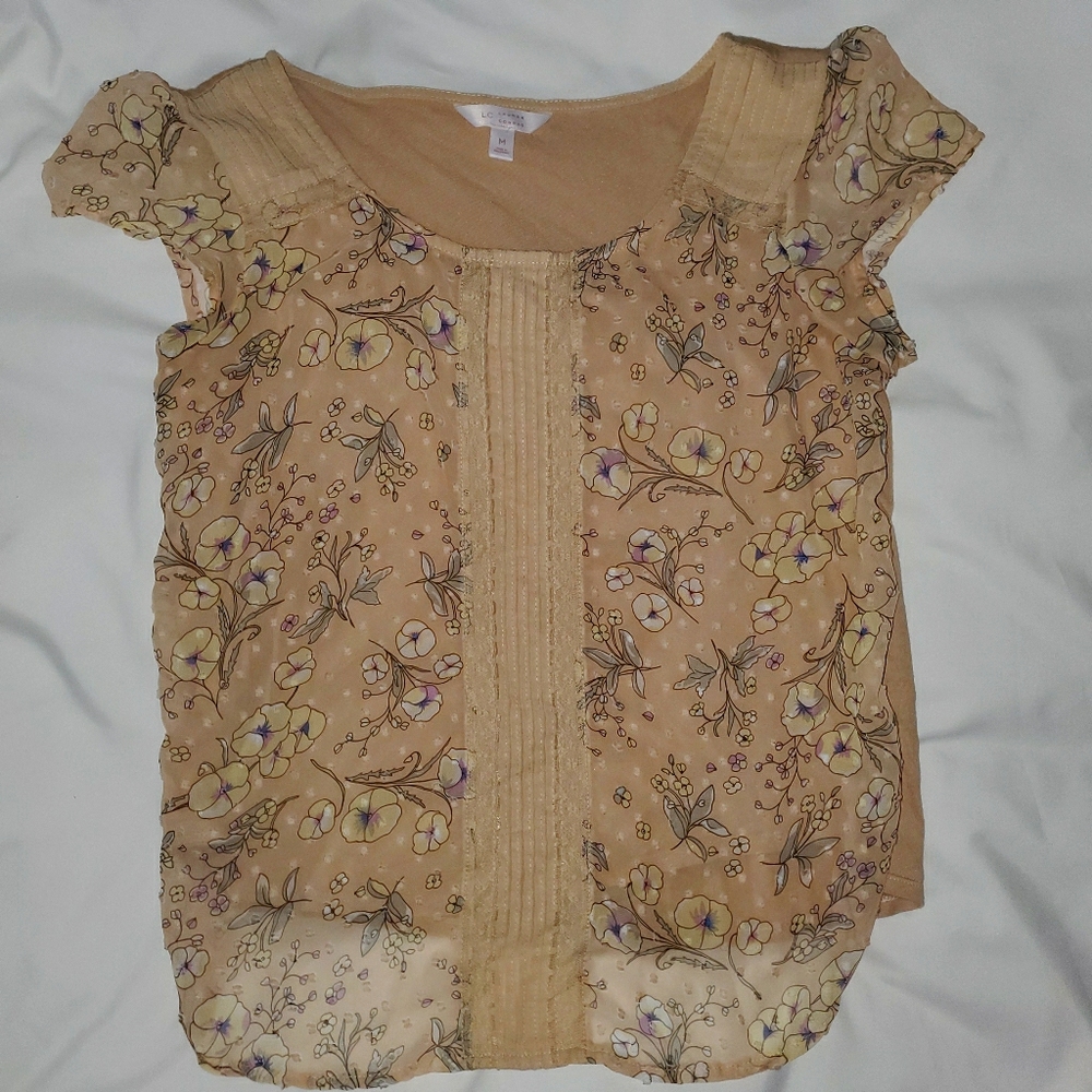 LC Lauren Conrad Tan Dress Top